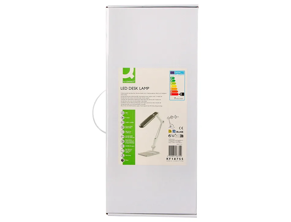Lampe bureau q-connect professionelle abs 32 leds 9w interr upteur tactile 3 niveaux intensité coloris chromé