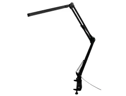 Lampe bureau q-connect rigel led 8w 320 lm aluminium avec pince bras double triple articulation coloris noir