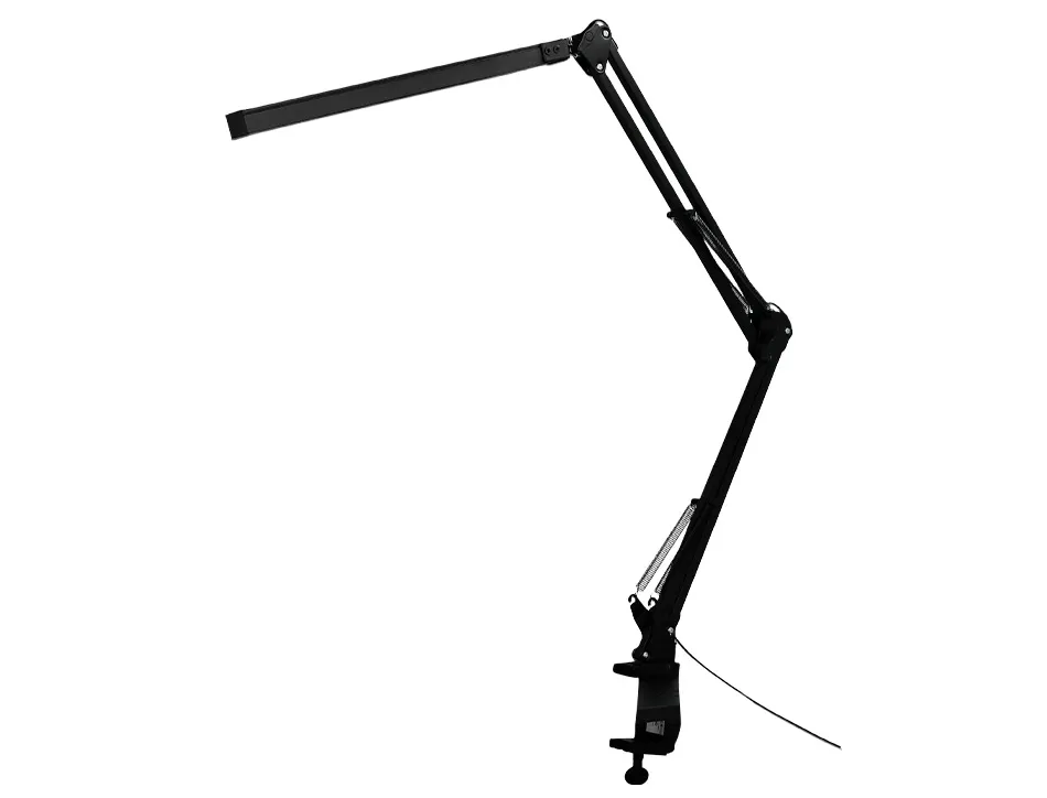 Lampe bureau q-connect rigel led 8w 320 lm aluminium avec pince bras double triple articulation coloris noir