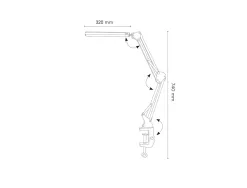 Lampe bureau q-connect rigel led 8w 320 lm aluminium avec pince bras double triple articulation coloris noir