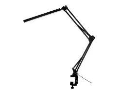 Lampe bureau q-connect rigel led 8w 320 lm aluminium avec pince bras double triple articulation coloris noir