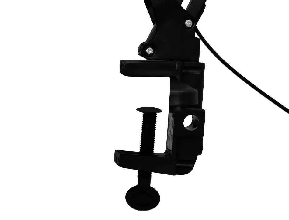 Lampe bureau q-connect rigel led 8w 320 lm aluminium avec pince bras double triple articulation coloris noir