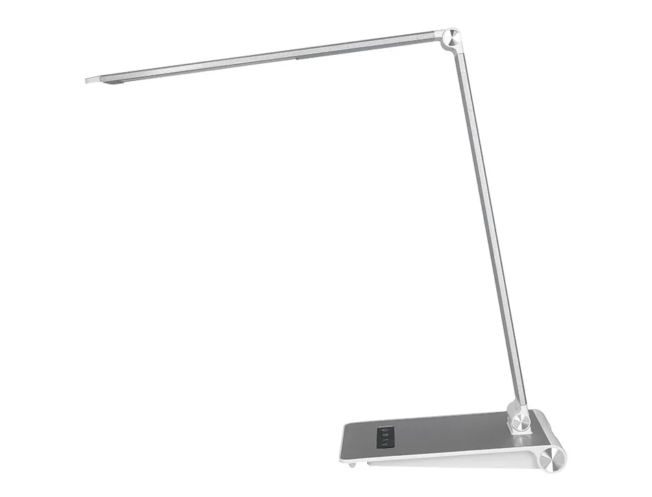 Lampe bureau q-connect sirio led 13w 800 lm tactile 3 niveaux luminosite intensite reglable coloris argent