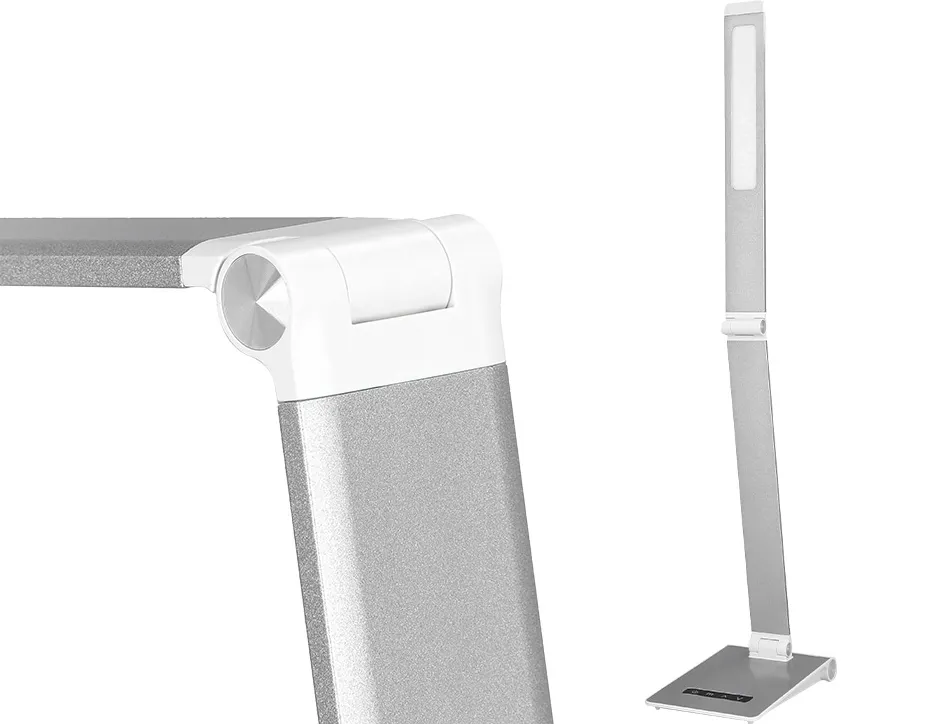 Lampe bureau q-connect sirio led 13w 800 lm tactile 3 niveaux luminosite intensite reglable coloris argent