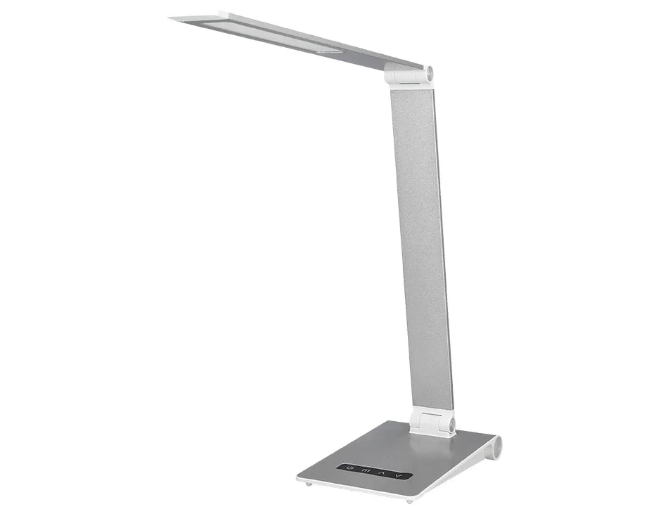 Lampe bureau q-connect sirio led 13w 800 lm tactile 3 niveaux luminosite intensite reglable coloris argent