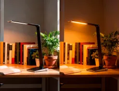 Lampe bureau q-connect sirio led 13w 800 lm tactile 3 niveaux luminosite intensite reglable coloris noir