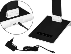 Lampe bureau q-connect sirio led 13w 800 lm tactile 3 niveaux luminosite intensite reglable coloris noir