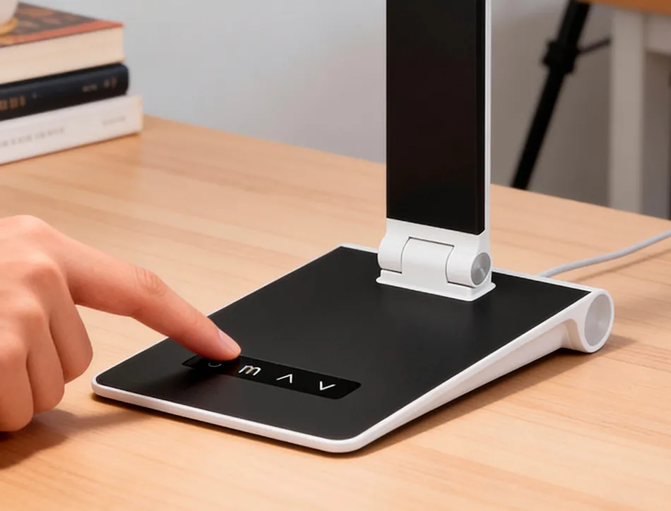 Lampe bureau q-connect sirio led 13w 800 lm tactile 3 niveaux luminosite intensite reglable coloris noir