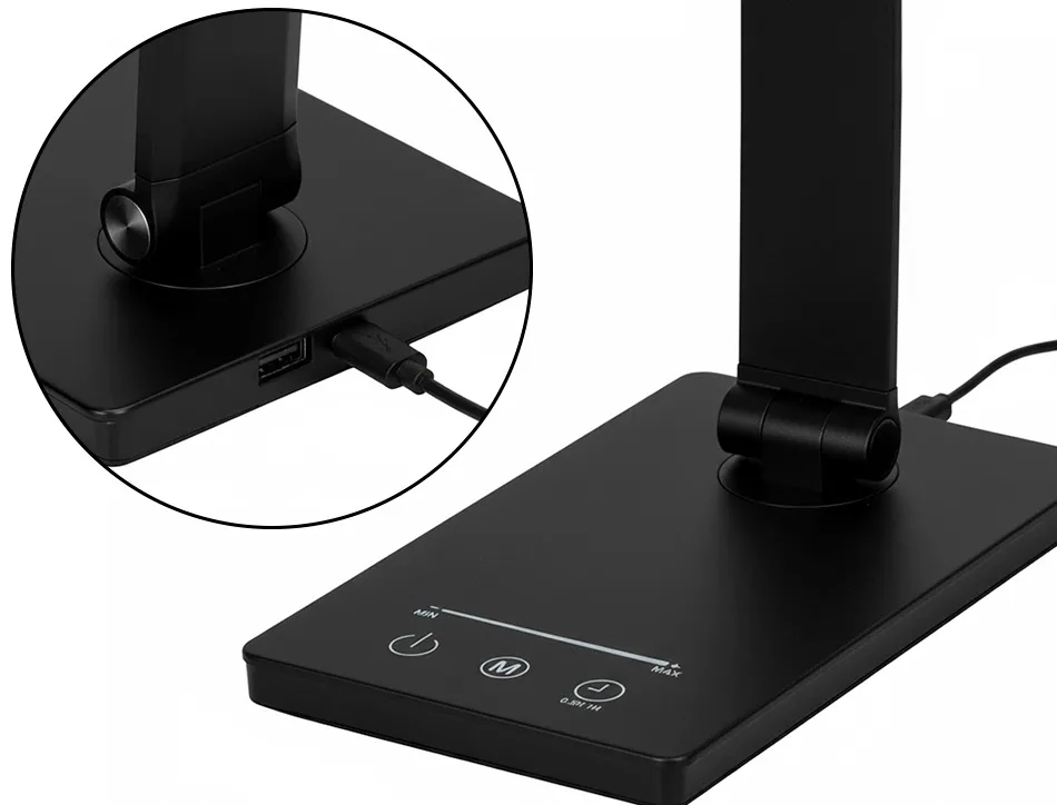 Lampe bureau q-connect vega 52 led puissance 10w dimensions 190x380x320mm coloris noir