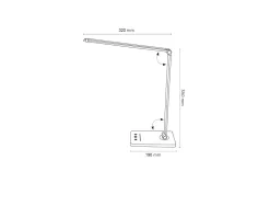 Lampe bureau q-connect vega 52 led puissance 10w dimensions 190x380x320mm coloris noir