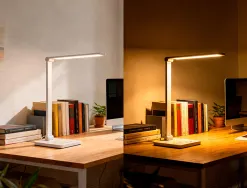 Lampe bureau q-connect vega 52 led puissance 10w dimensions 190x380x320mm coloris blanc