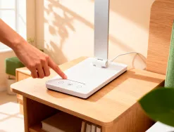 Lampe bureau q-connect vega 52 led puissance 10w dimensions 190x380x320mm coloris blanc