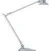 Lampe bureau unilux led senza double bras 5w 4 niveaux luminosite fonction memorisation intensite gris metal chrome