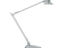 Lampe bureau unilux led senza double bras 5w 4 niveaux luminosite fonction memorisation intensite gris metal chrome