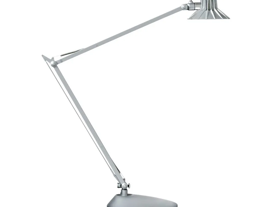 Lampe bureau unilux led senza double bras 5w 4 niveaux luminosite fonction memorisation intensite gris metal chrome