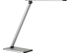 Lampe bureau unilux led terra acier bras flexible 600 lumens 6w 4 niveaux intensité sans éblouissement coloris gris