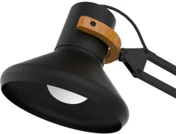 Lampe de bureau led unilux baya double bras aluminium pivotant socle acier hauteur reglable 15/55cm bambou noir