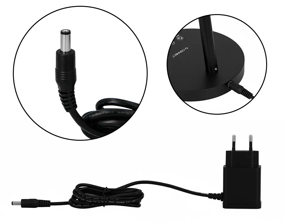 Lampe de bureau q-connect abs tactile 6w 32 led cct 3000k-6300k 360lm e=1000lux coloris noir