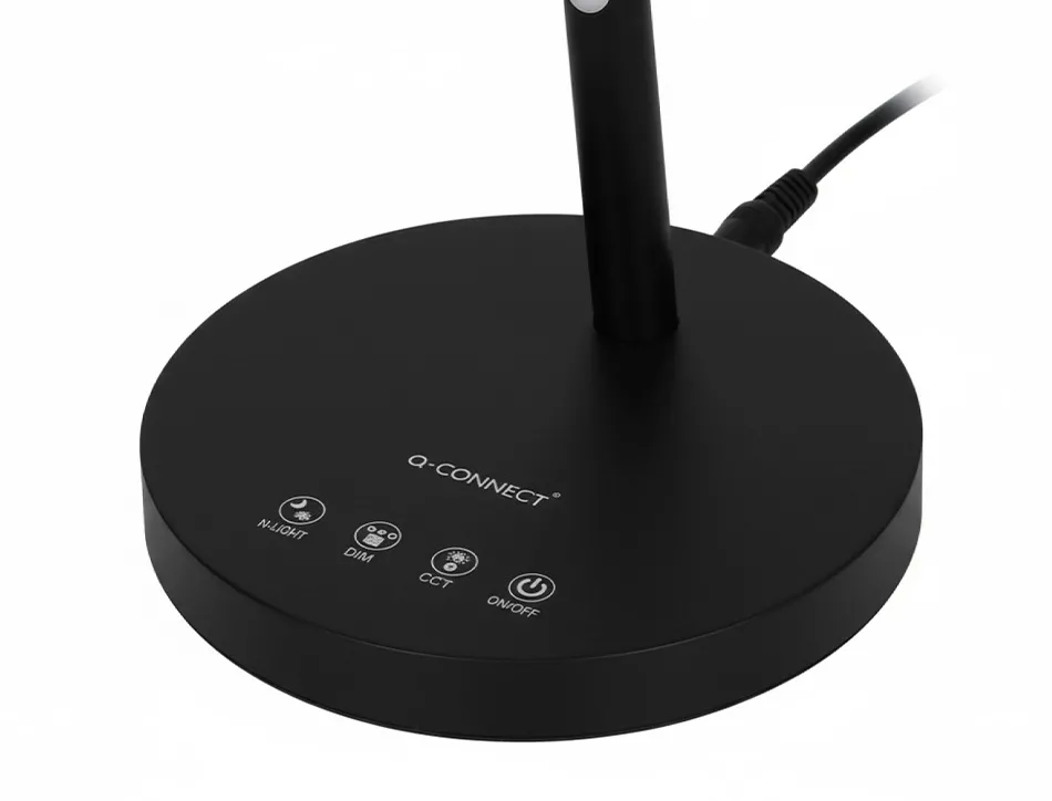 Lampe de bureau q-connect abs tactile 6w 32 led cct 3000k-6300k 360lm e=1000lux coloris noir