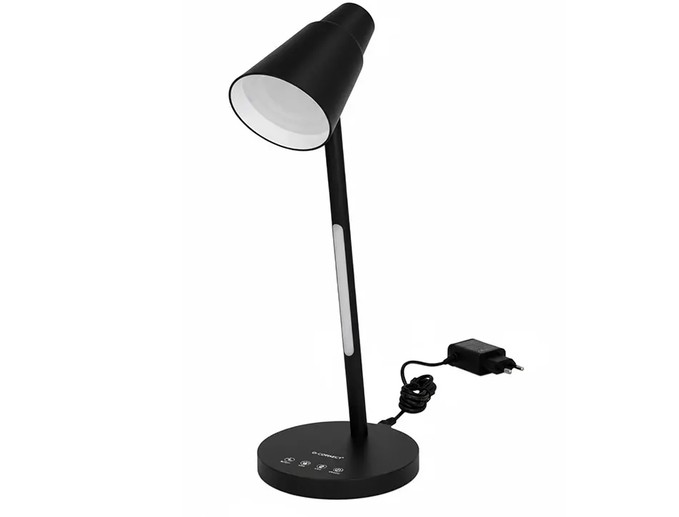 Lampe de bureau q-connect abs tactile 6w 32 led cct 3000k-6300k 360lm e=1000lux coloris noir