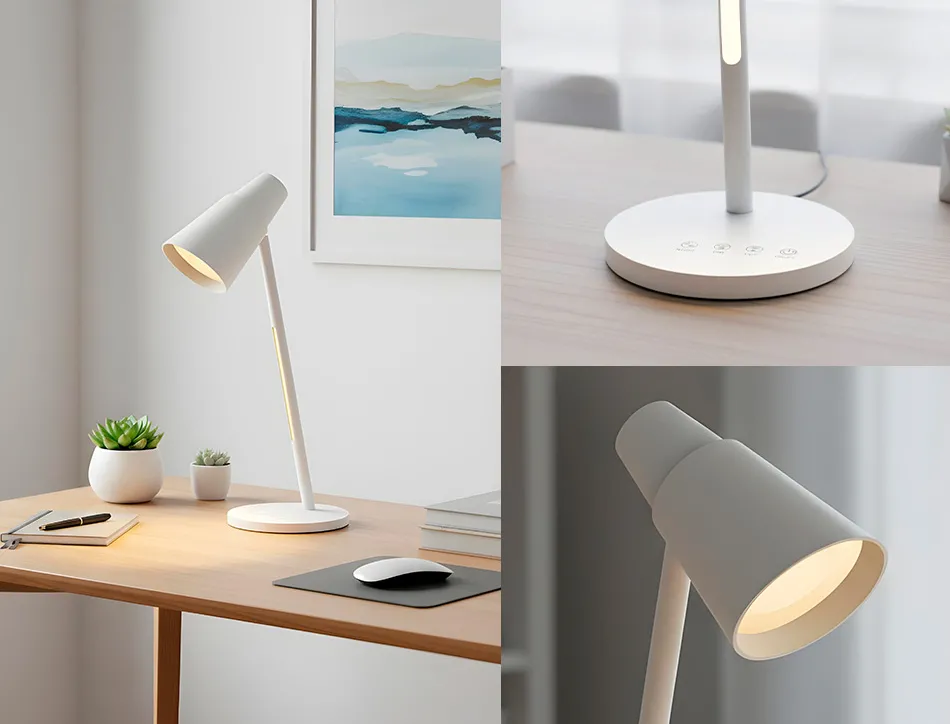 Lampe de bureau q-connect abs tactile 6w 32 led cct 3000k-6300k 360lm e=1000lux coloris blanc