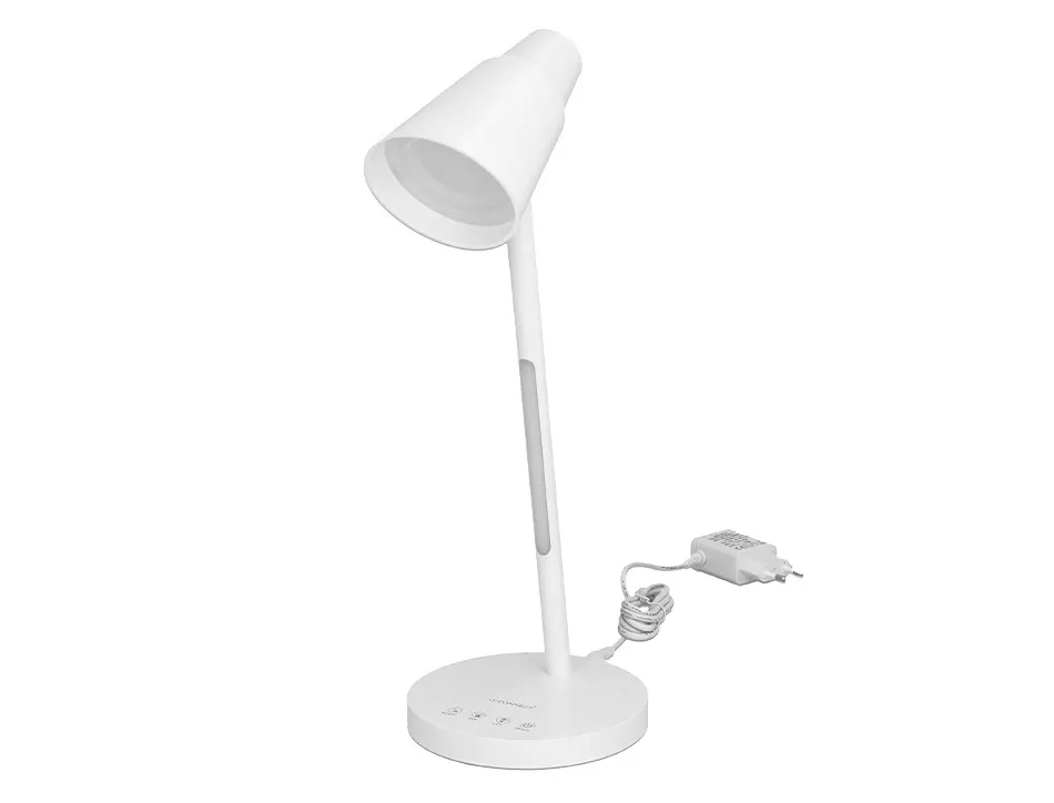 Lampe de bureau q-connect abs tactile 6w 32 led cct 3000k-6300k 360lm e=1000lux coloris blanc
