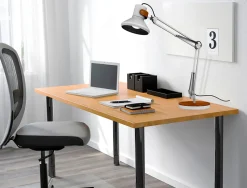 Lampe de bureau unilux led baya bamboo blanc