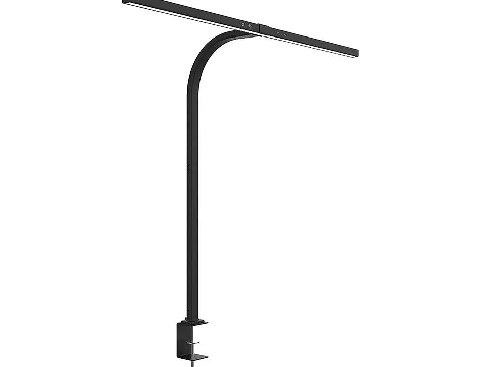 Lampe de bureau unilux led strata ergonomique bras flexible avec pince variateur intensite 680 lumen coloris