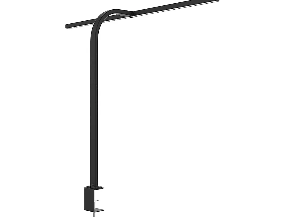 Lampe de bureau unilux led strata ergonomique bras flexible avec pince variateur intensite 680 lumen coloris