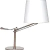 Lampe de table unilux inclinea led acier brosse 11w faible consommation inclinaison reglable abat-jour tissu blanc