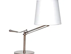 Lampe de table unilux inclinea led acier brosse 11w faible consommation inclinaison reglable abat-jour tissu blanc