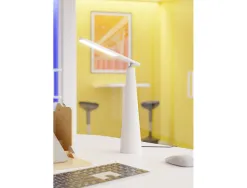 Lampe led alba sans fil transportable hauteur 42cm tete 35x4cm base diam. 30cm coloris blanc