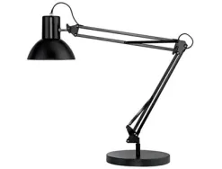 Lampe led unilux architecte success bras double triple articulation pivot sur socle robuste pince fournie coloris noir