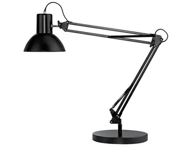 Lampe led unilux architecte success bras double triple articulation pivot sur socle robuste pince fournie coloris noir