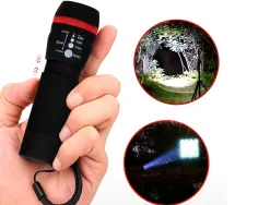 Lampe torche q-connect plastique avec zoom 1 watt mode éclairage on/off 3 piles aaa fournies coloris noir/rouge