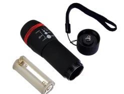 Lampe torche q-connect plastique avec zoom 1 watt mode éclairage on/off 3 piles aaa fournies coloris noir/rouge