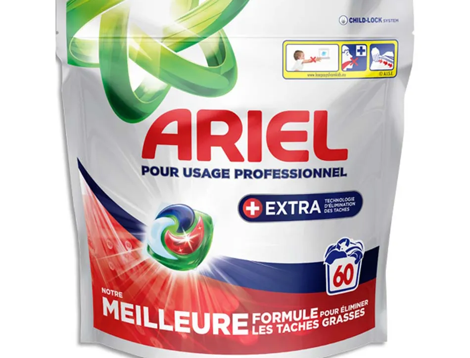 Lessive ariel pods professionnelle 3 en 1 ultra détachant sachet 60 doses