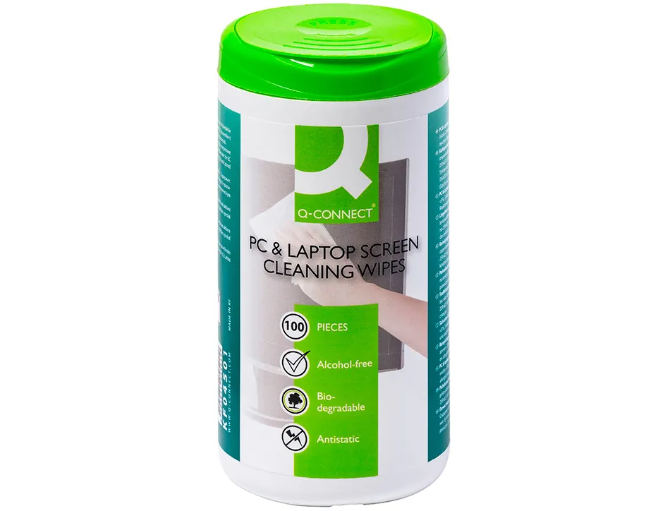 Lingette écrans q-connect biodégradable sans solvants nocifs tous écrans nouvelle génération boîte 100 unités