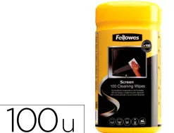 Lingette nettoyante fellowes ecran tablette pre-impregnee fibres biodegradables antistatique boite 100 unites