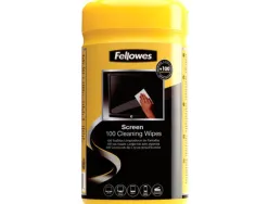 Lingette nettoyante fellowes ecran tablette pre-impregnee fibres biodegradables antistatique boite 100 unites