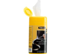 Lingette nettoyante fellowes ecran tablette pre-impregnee fibres biodegradables antistatique boite 100 unites