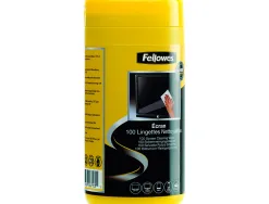 Lingette nettoyante fellowes ecran tablette pre-impregnee fibres biodegradables antistatique boite 100 unites