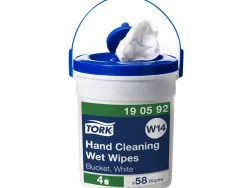 Lingette tork w14 humide nettoyage mains sans parfum blanc 1 seau 58 lingettes