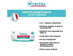 Lingettes desinfectantes wyritol multi usages a l essence de niaouli 50 unites
