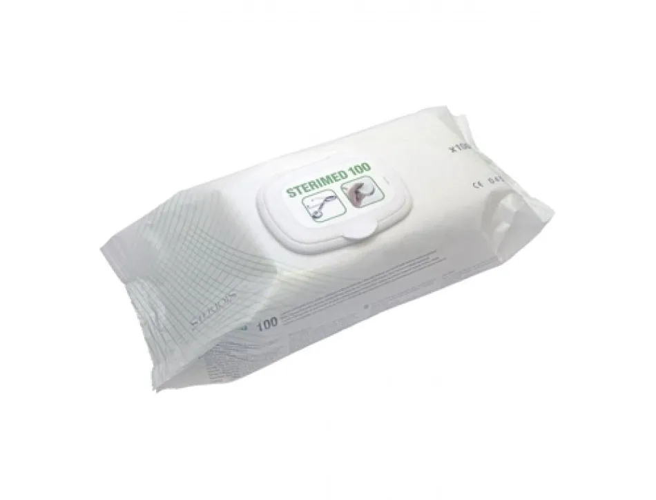 Lingettes nettoyantes desinfecta?ntes sterimed 18x20 cm paquet de 100