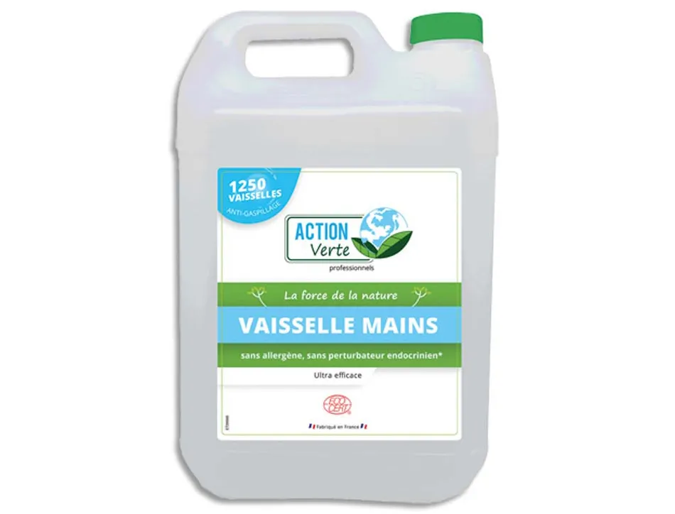 Liquide vaisselle action verte formule professionnelle ecolabel 0% parfum bidon 5 l
