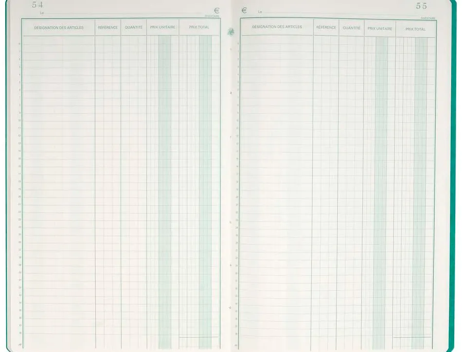 Livre inventaire exacompta 320x195mm vertical 31 lignes 80 pages