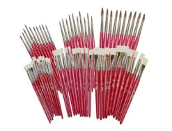 Lot assortiment de pinceaux et brosses differentes tailles 60 pieces assorties