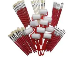 Lot assortiment de pinceaux brosses et rouleaux differentes tailles 60 pieces assorties
