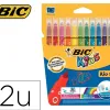 Lot bic kids couleur 12 pochettes de 12 feutres pointe moyenne dont 2 gratuites coloris assortis